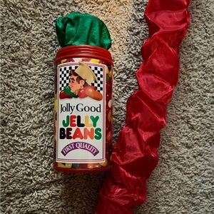 Gag Gift Jolly Good Jelly Beans Tin with Red and Green Fabric Pop Out Snakes